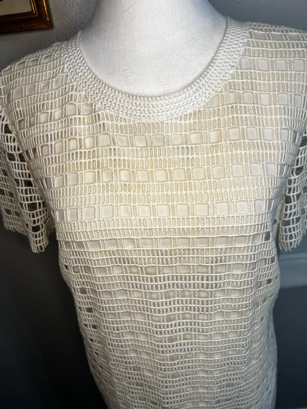 Tory Burch Dress Crochet Lace Lined
Pencil Ivory Off White Medium - Picture 8 of 16